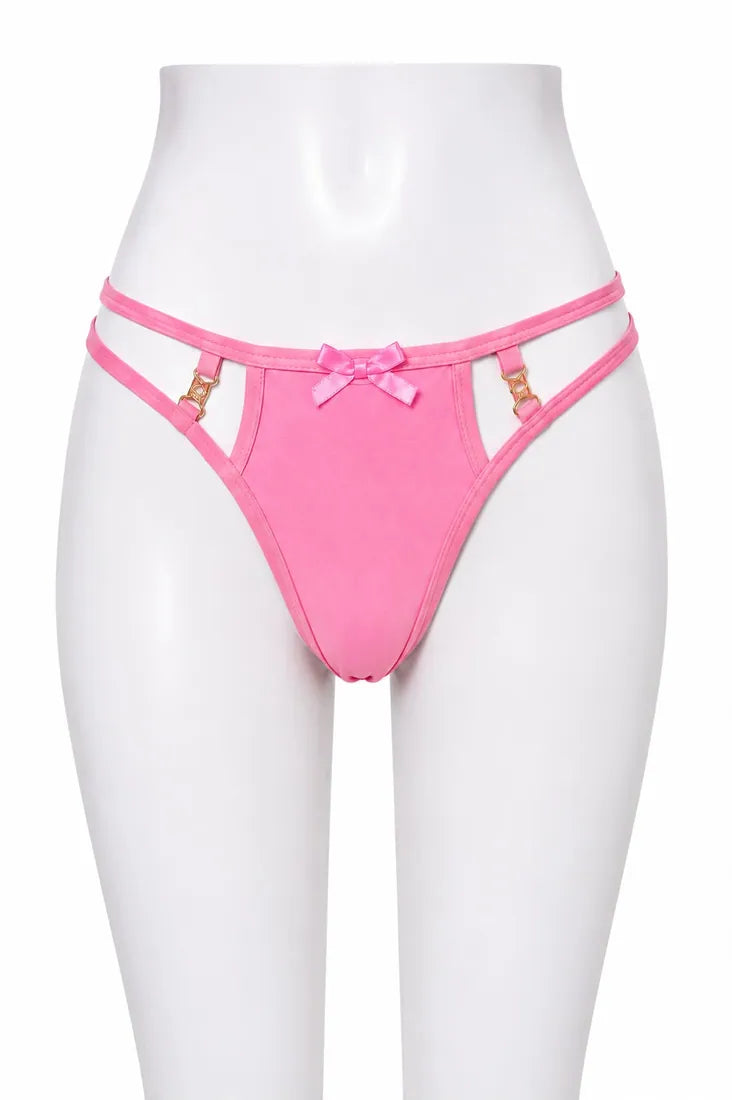 Ruffled Lace Crisscross Thong in Light Pink, photo 1