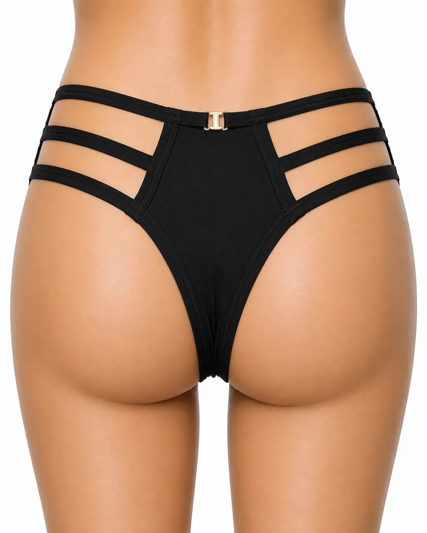 Gold Ring Bow Cutout Panty in Black, photo 2