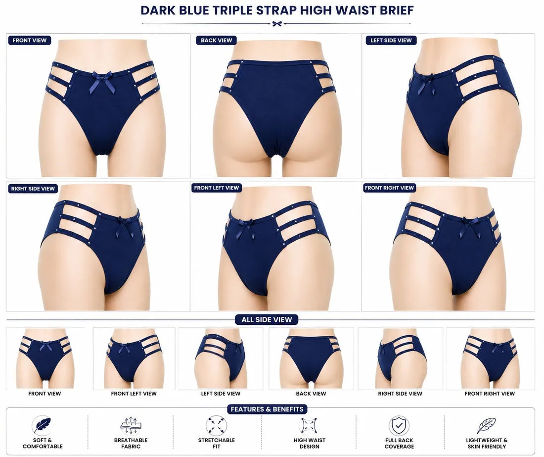 Gold Ring Bow Cutout Panty in Blue, photo 3