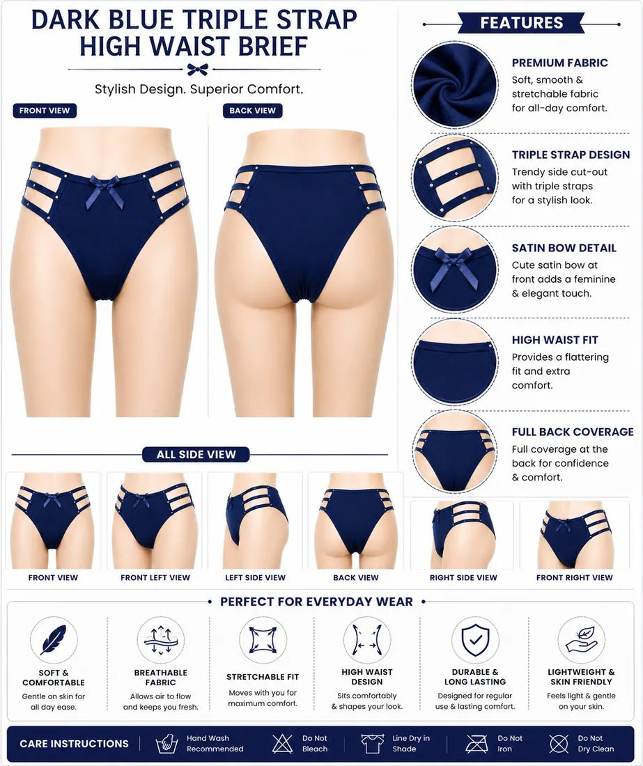 Gold Ring Bow Cutout Panty in Blue, photo 4