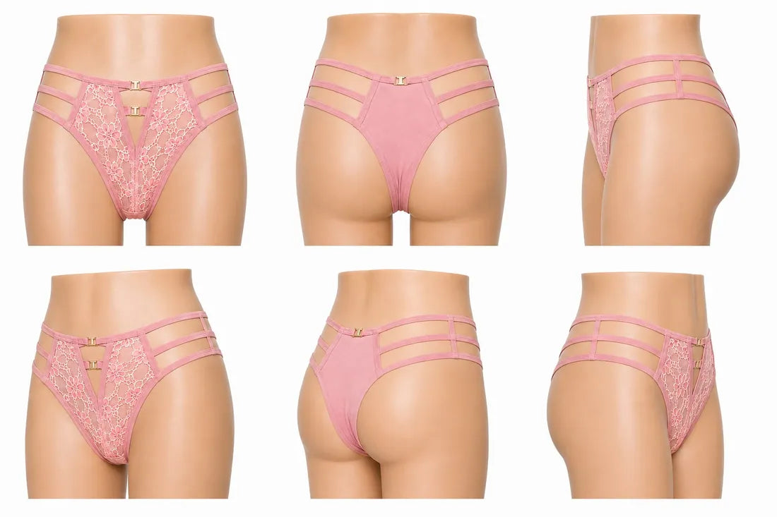 Gold Ring Bow Cutout Panty in Light Pink, photo 4