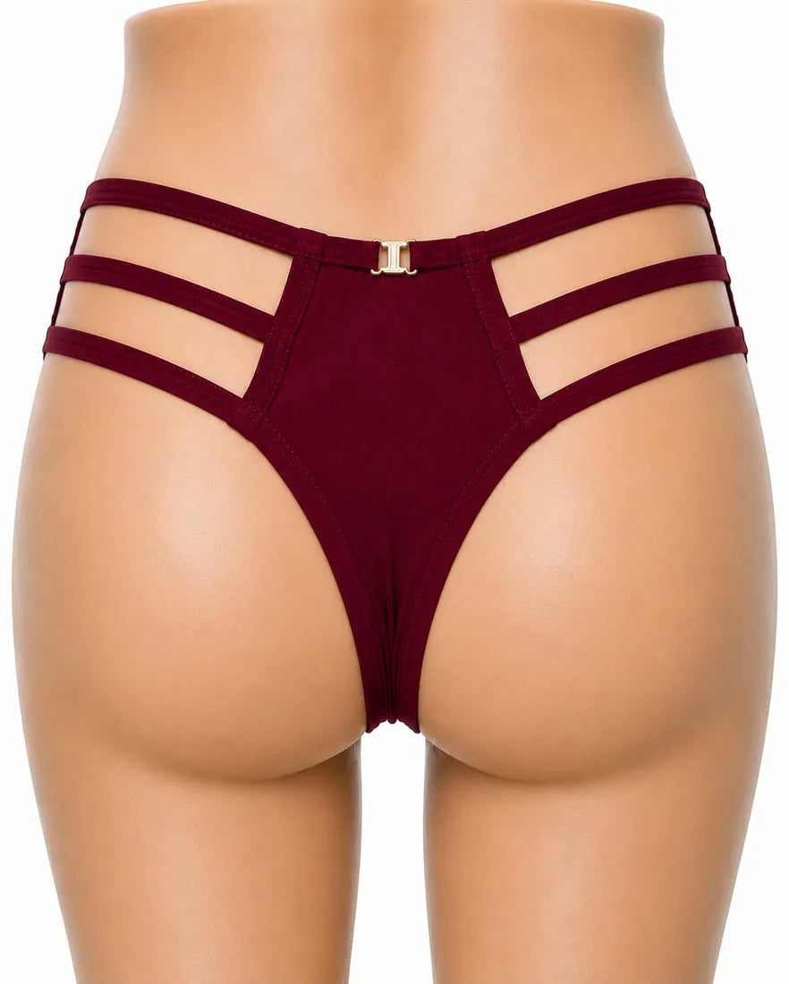 Gold Ring Bow Cutout Panty in Maroon, photo 2