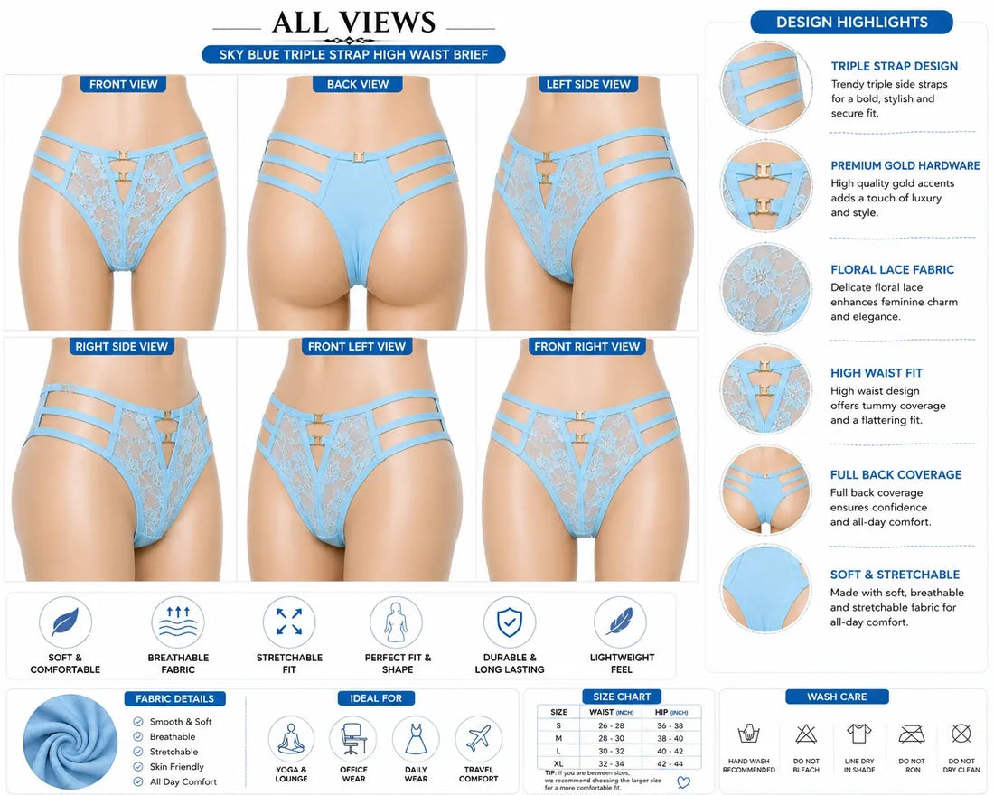 Gold Ring Bow Cutout Panty in Sky Blue, photo 3