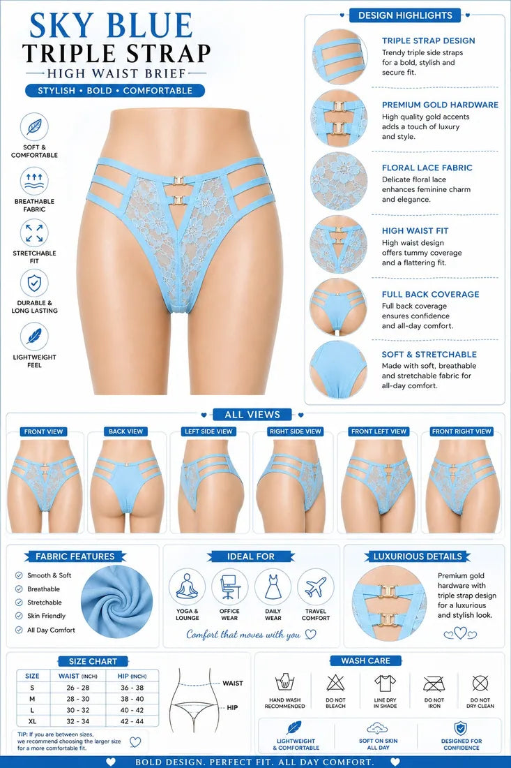 Gold Ring Bow Cutout Panty in Sky Blue, photo 4