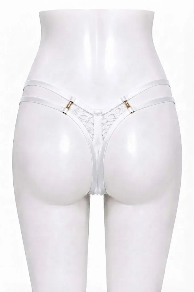 Crisscross Lace Back Thong in White, photo 2
