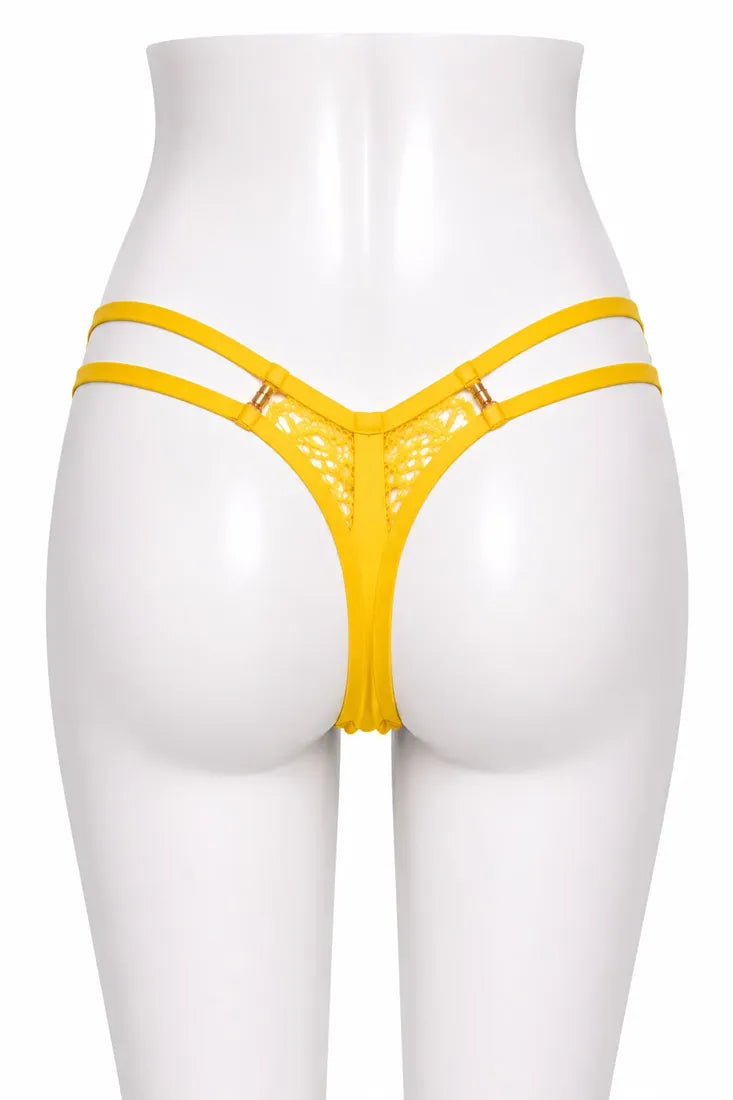 Crisscross Lace Back Thong in Yellow, photo 2