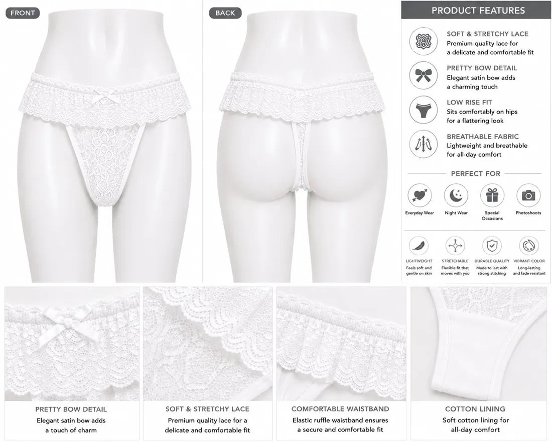 Diamante Trim Crisscross Thong in White, photo 4