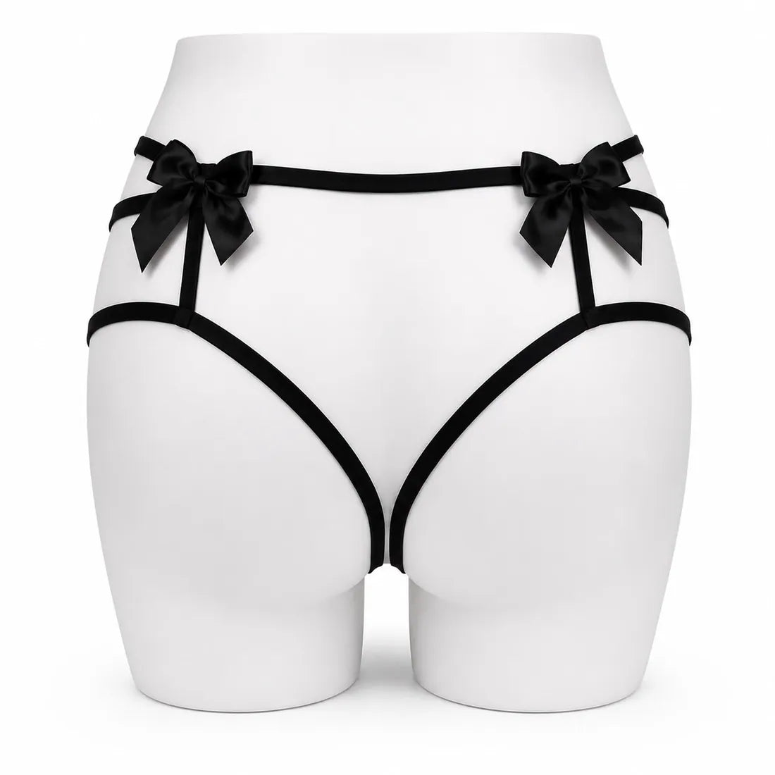 Gold Ring Lace Cutout Thong in Black, photo 2