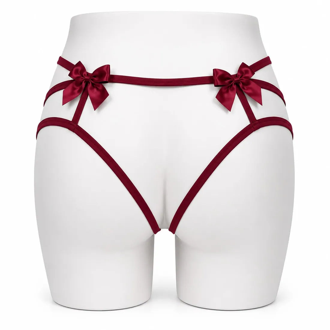 Gold Ring Lace Cutout Thong in Maroon, photo 2