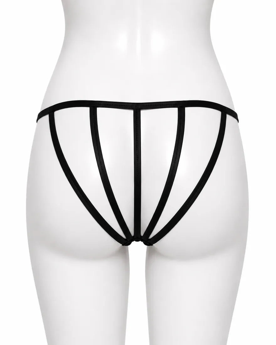 Gold Bar Floral Lace Thong in Black, photo 2
