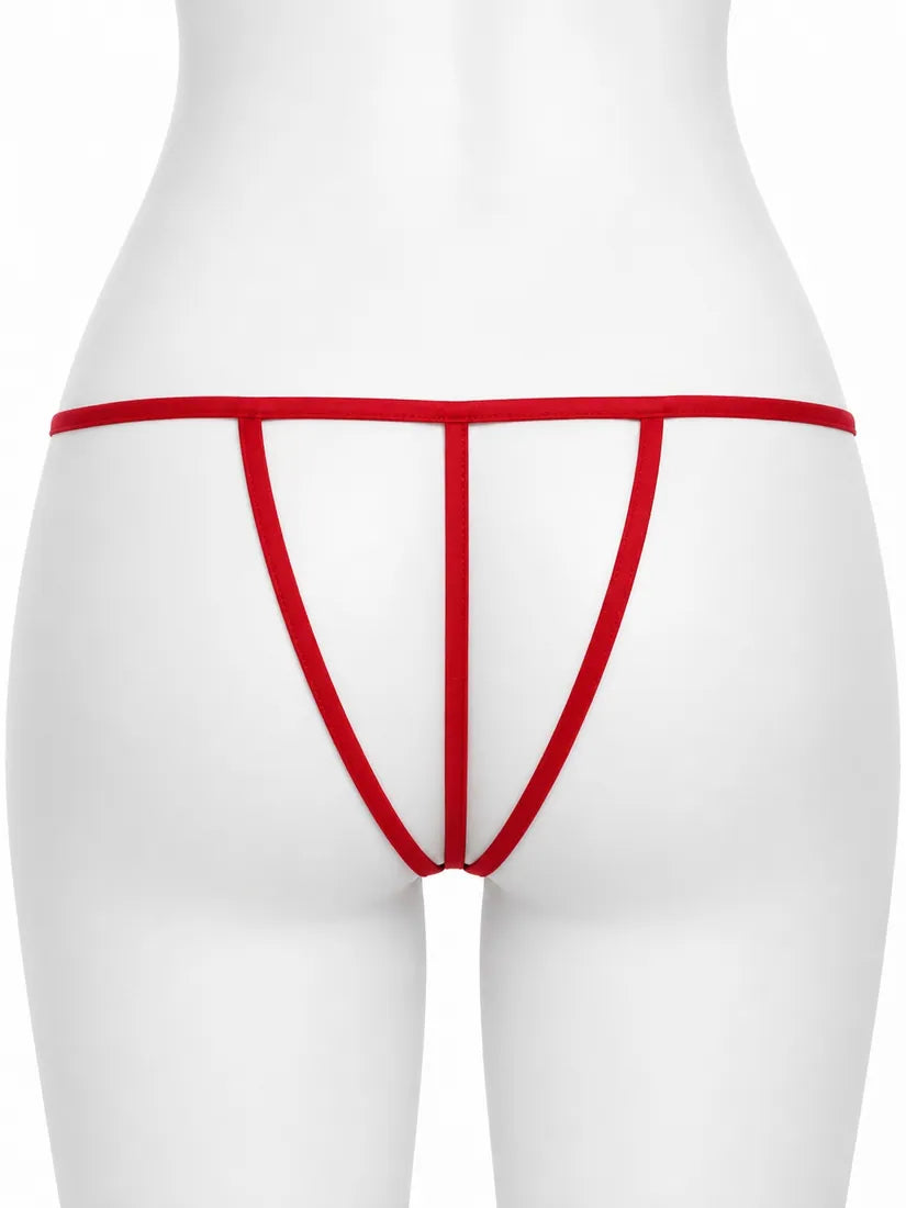Gold Bar Floral Lace Thong in Red, photo 2