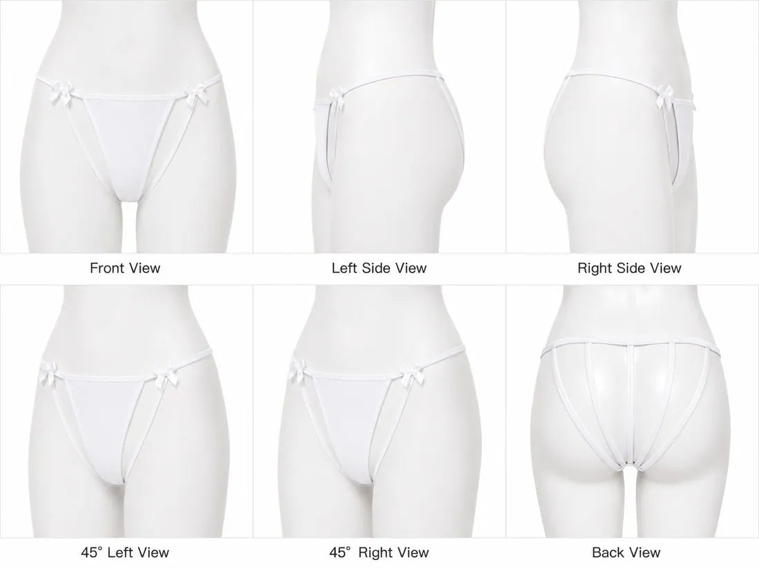 Gold Bar Floral Lace Thong in White, photo 4