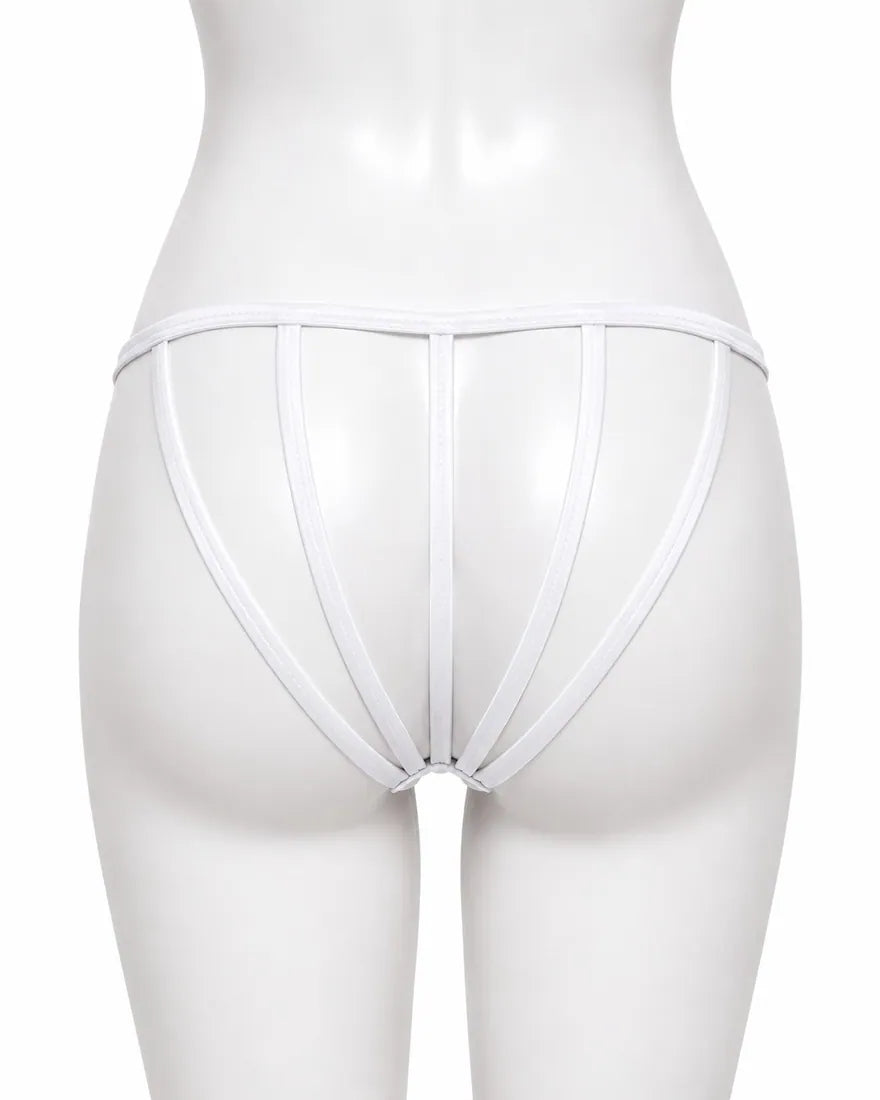 Gold Bar Floral Lace Thong in White, photo 2