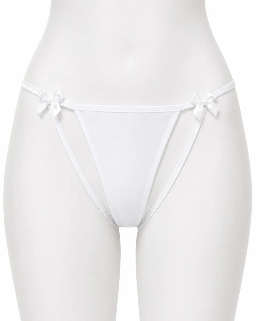 Gold Bar Floral Lace Thong in White, photo 1