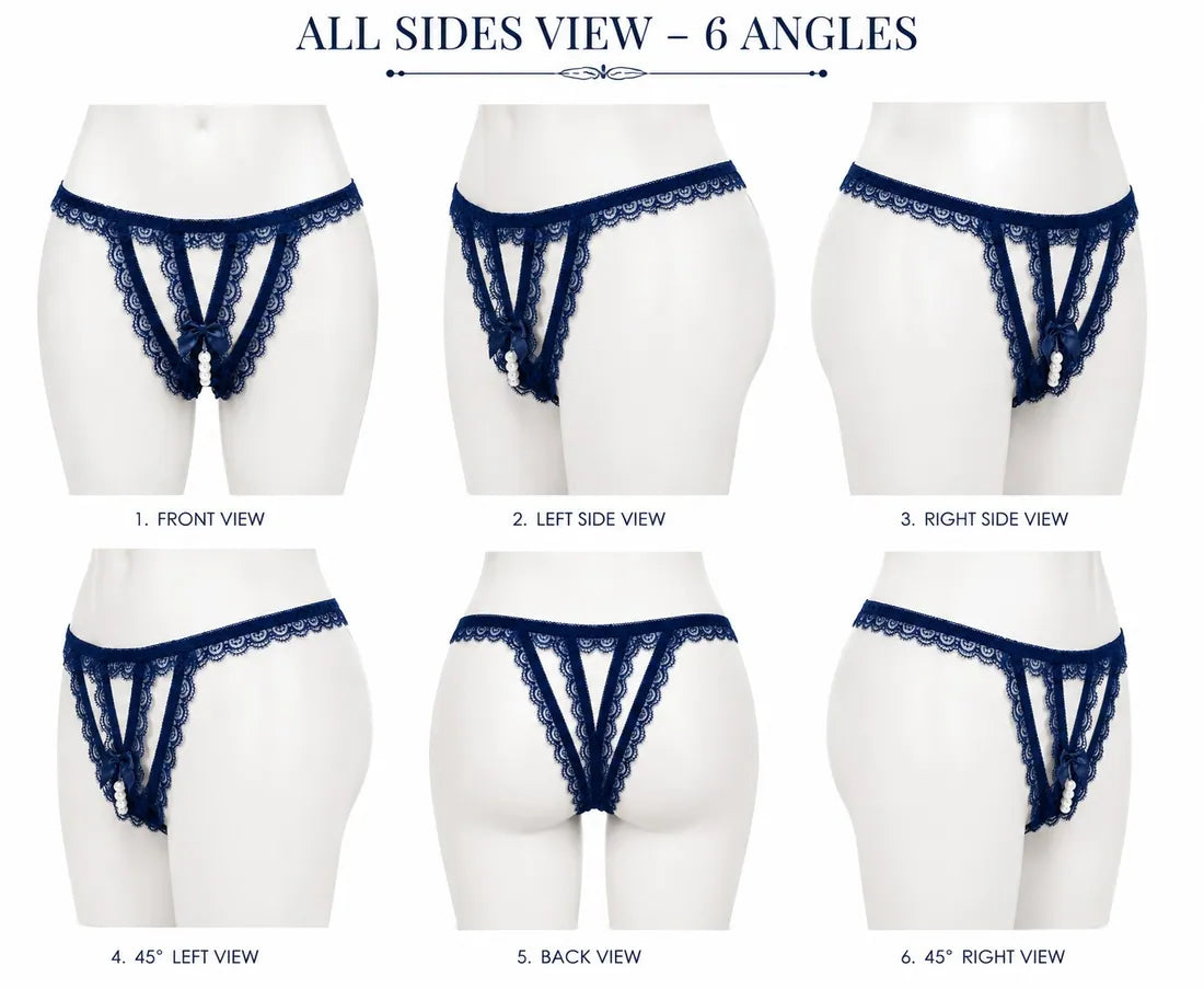 Lace Trim Crisscross Thong in Purple, photo 3