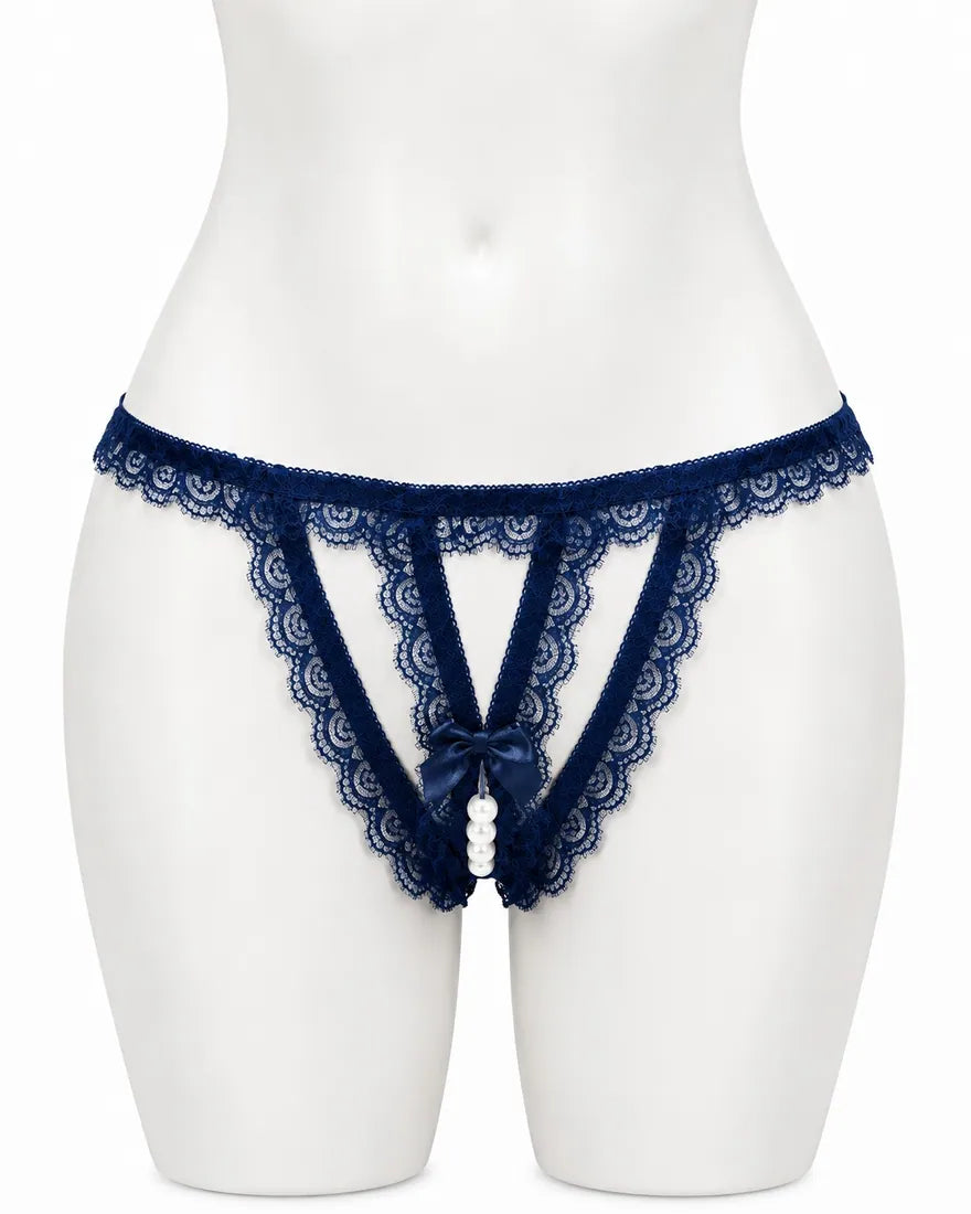 Lace Trim Crisscross Thong in Purple, photo 1
