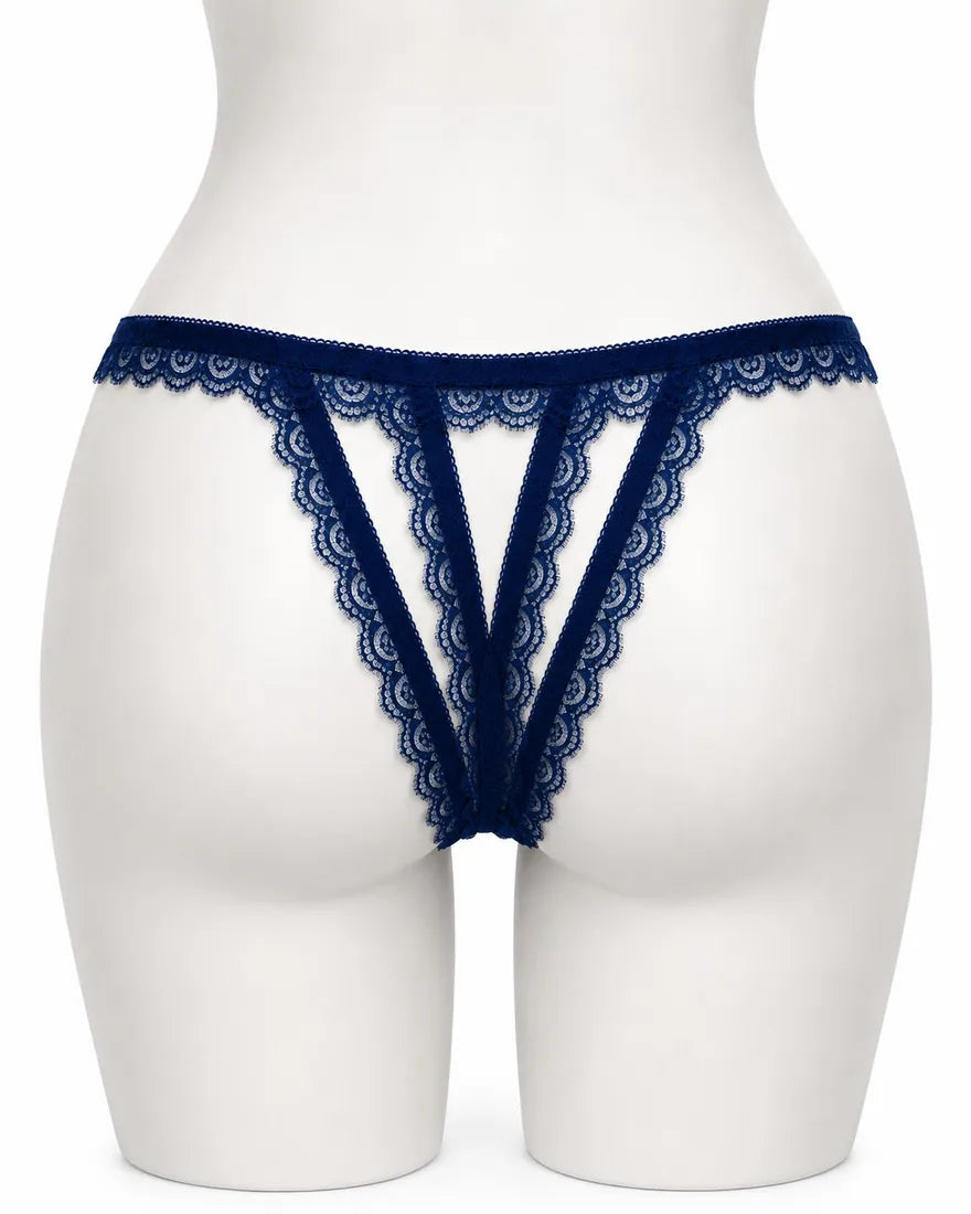 Lace Trim Crisscross Thong in Purple, photo 2