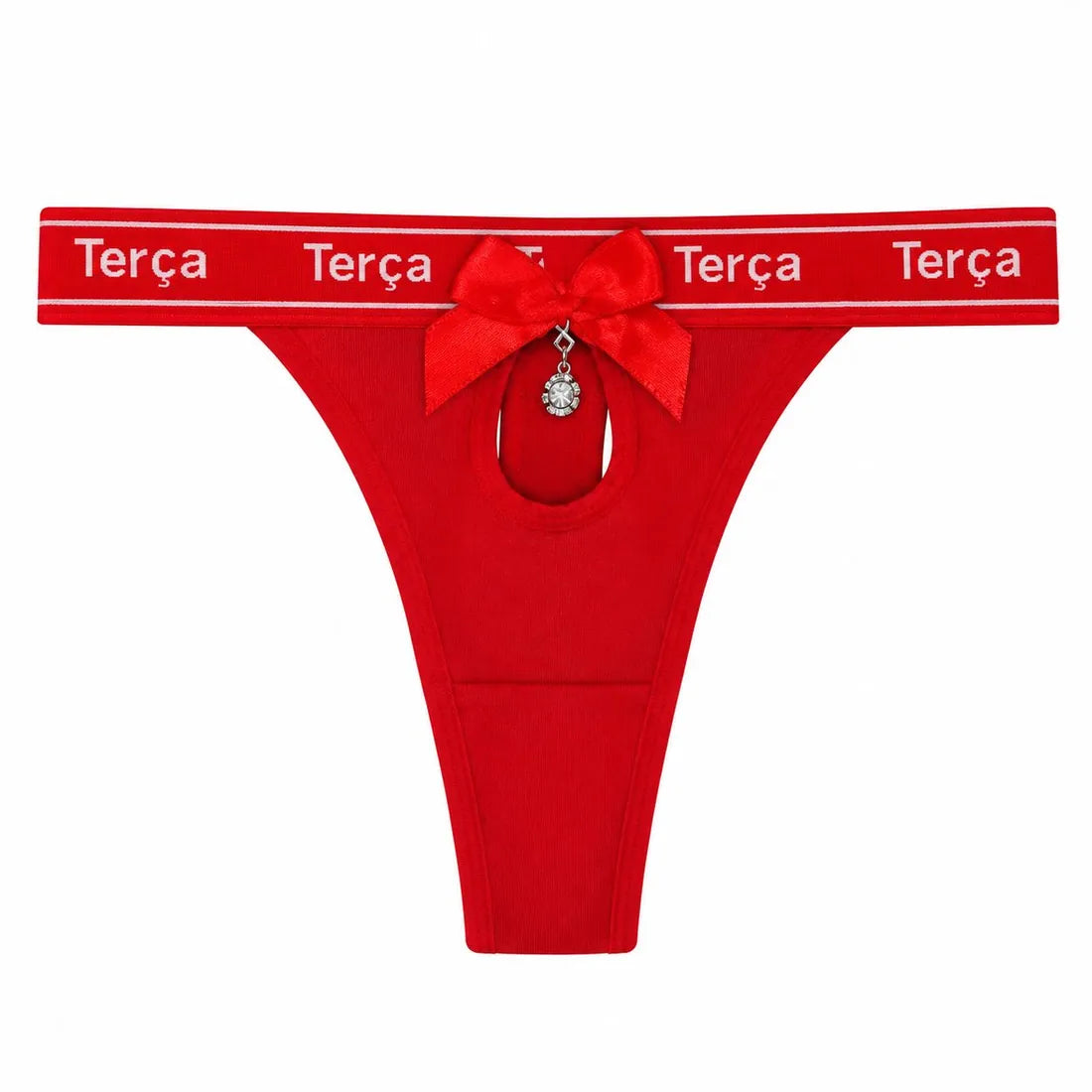 Charm Pendant Bow Panty in Red, photo 3