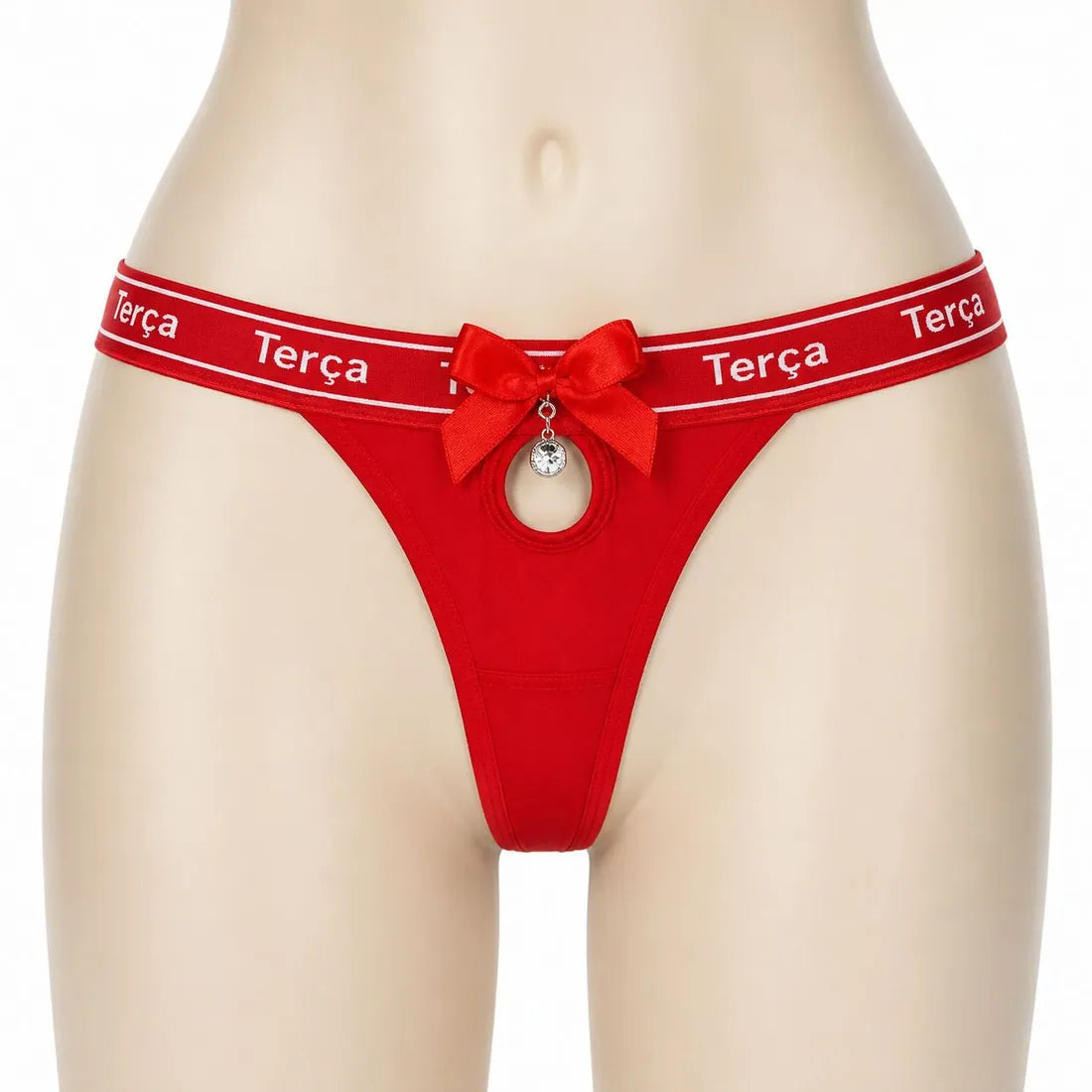 Charm Pendant Bow Panty in Red, photo 1