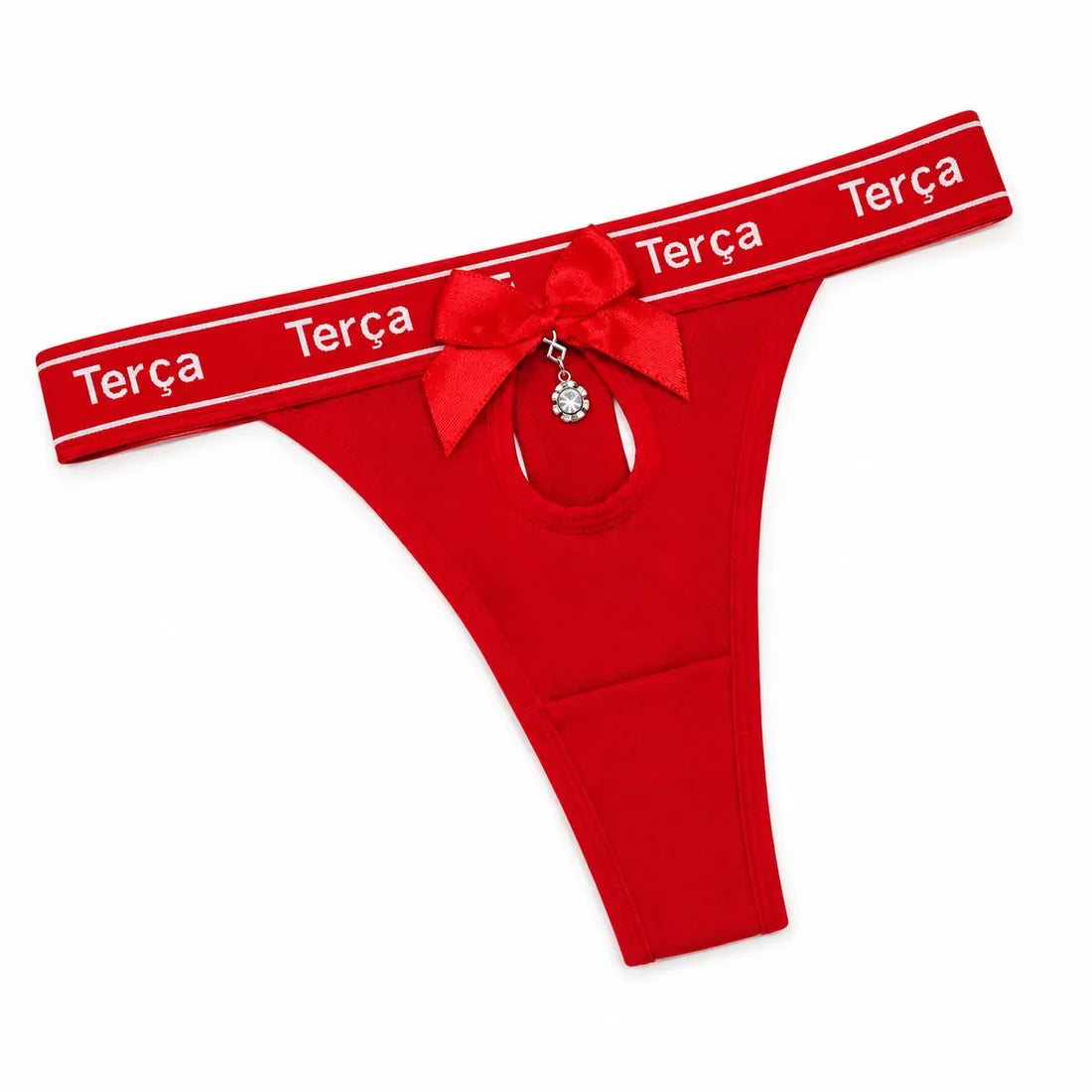 Charm Pendant Bow Panty in Red, photo 4