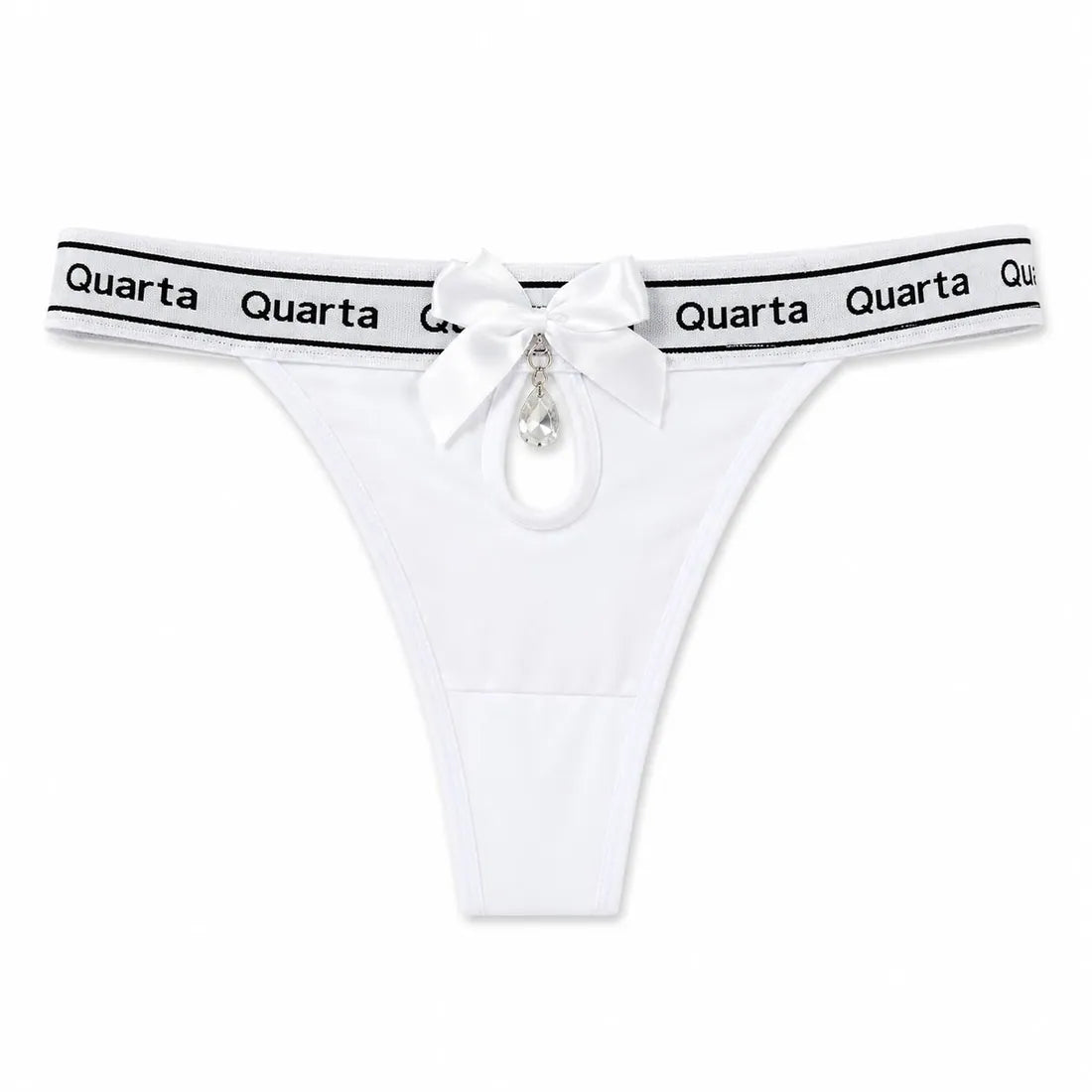 Charm Pendant Bow Panty in White, photo 1
