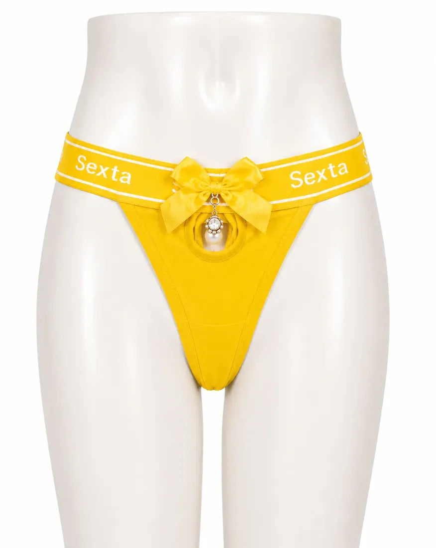Charm Pendant Bow Panty in Yellow, photo 1